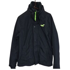 Hollister Men's Dark Jacket with Neon Accents